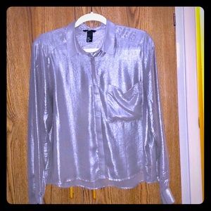 H&M shimmery cropped top, button down w/ 1 pocket